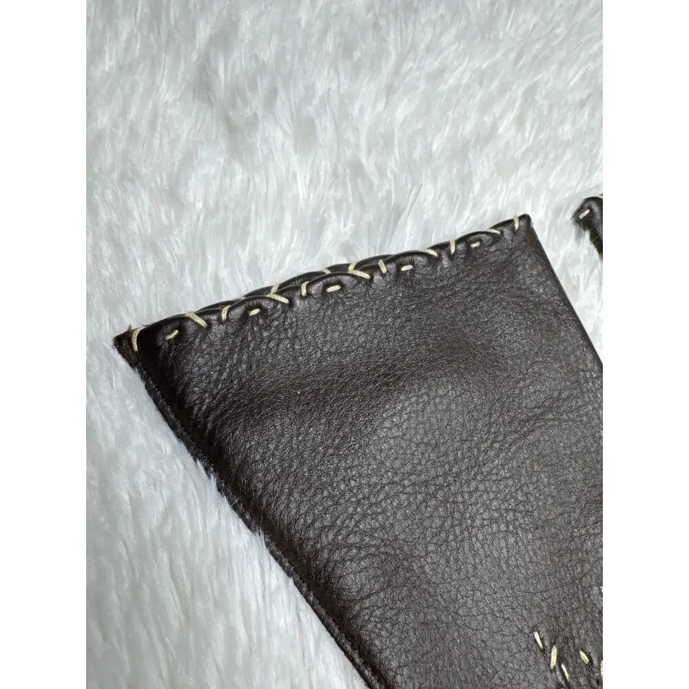 1970s Brown Deerskin Leather Gloves Contrast Whipstitch Size 7